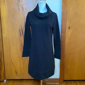 STS Sail to Sable Black Knit Sweatshirt Dress Long Sleeve Cowl Neck 100% Cotton